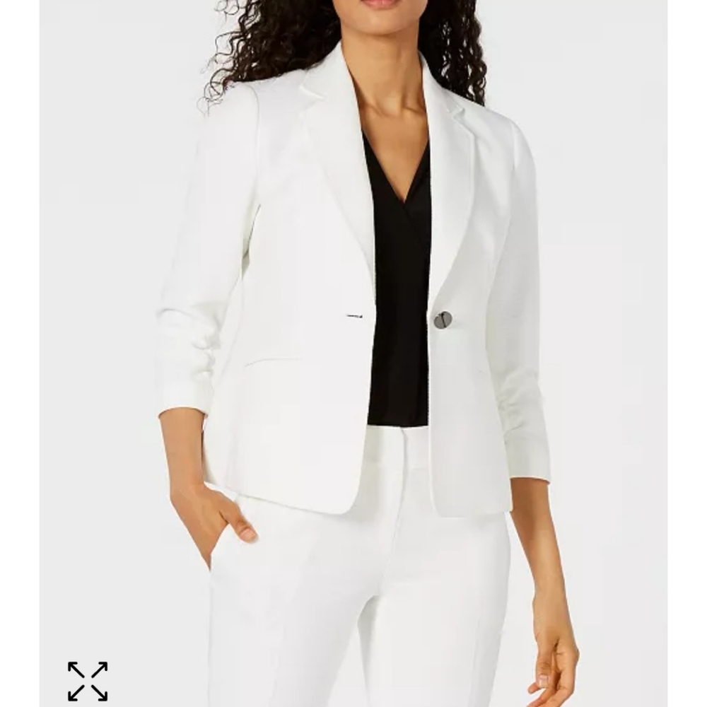 🆕️Kasper White 3/4 Sleeve Linen Blazer